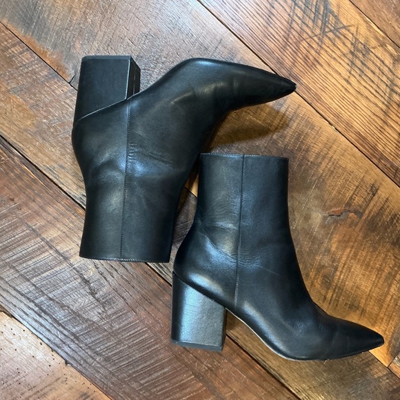 Stuart Weitzman Black Leather Block Heel Ankle Boots | Women’s Size 7B / EU 37.5 - Picture 2 of 12
